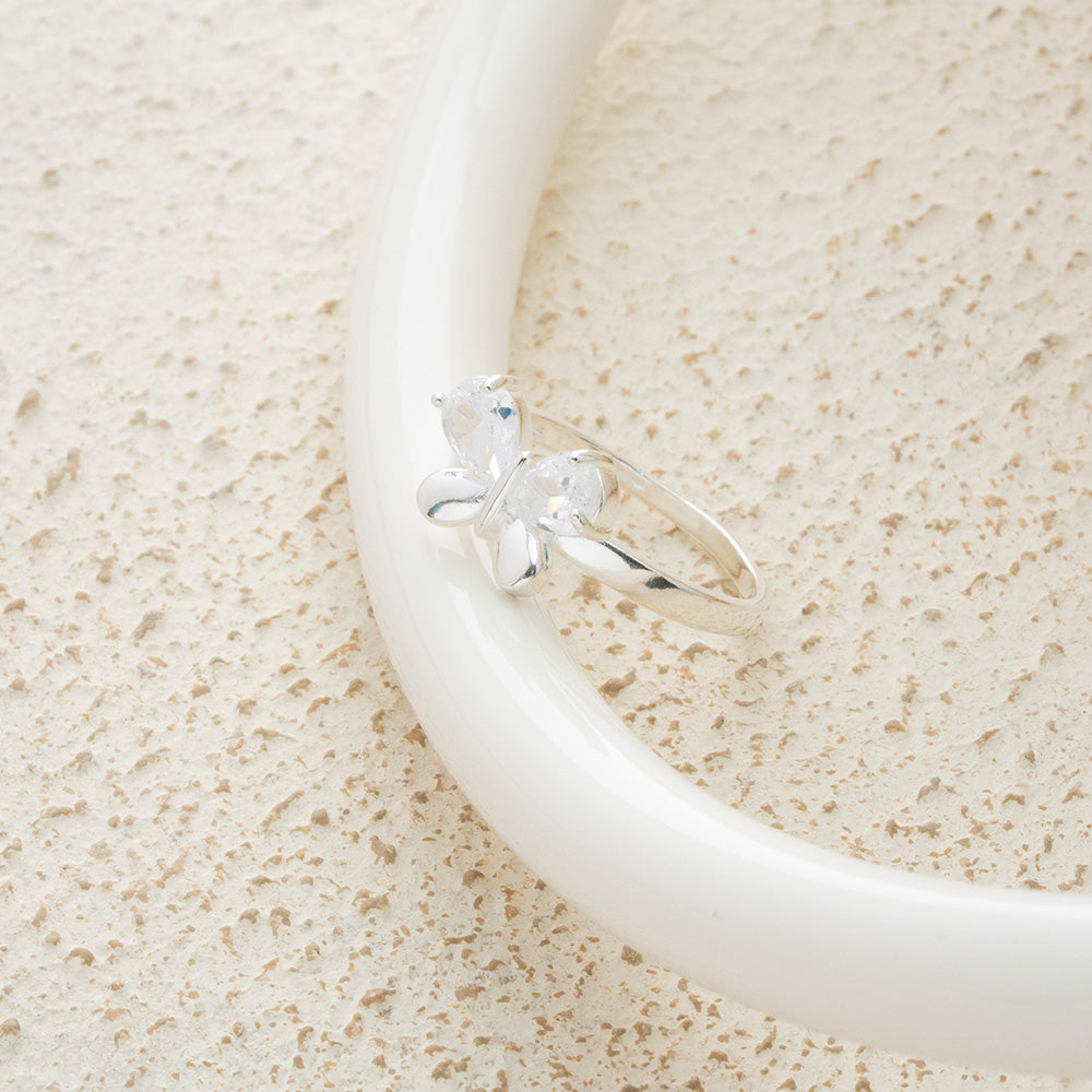 Anillo mariposa grande en Plata