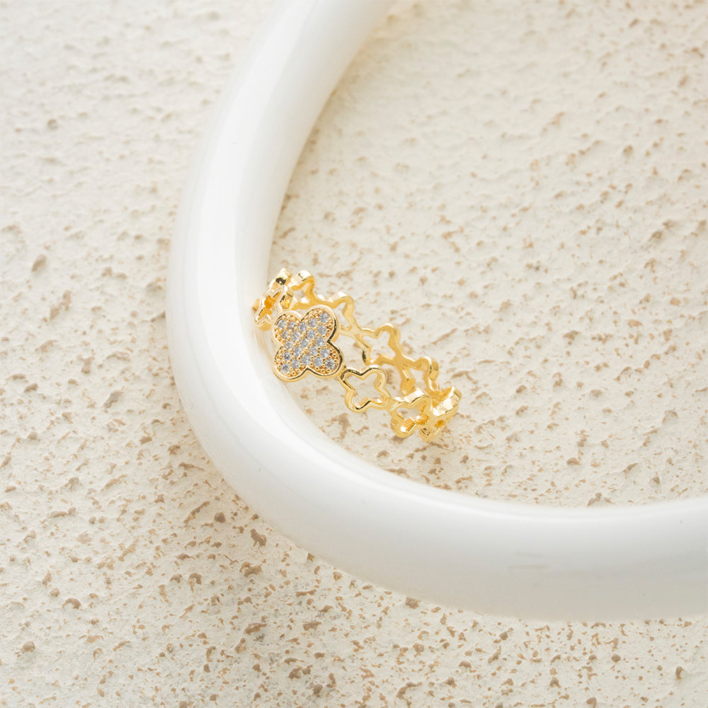 Anillo flor Cliff de pavé en Goldfield