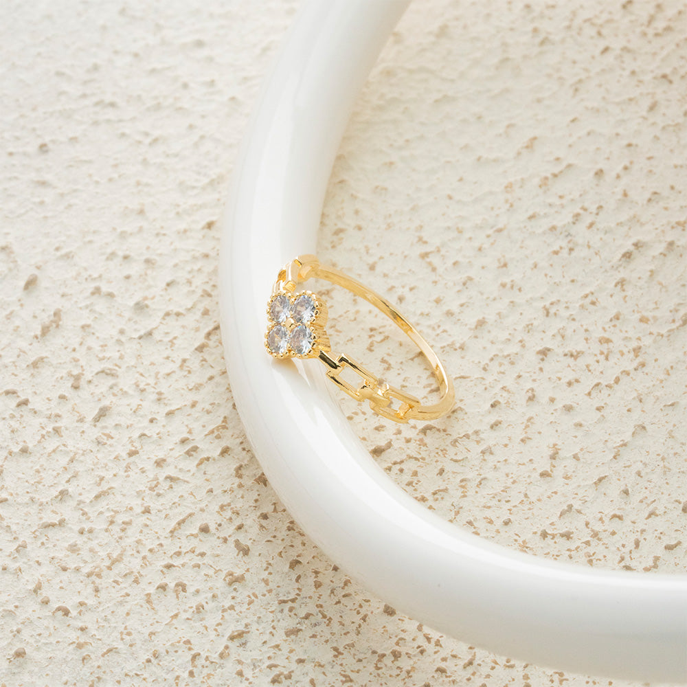 Anillo solitario flor Cliff Goldfield