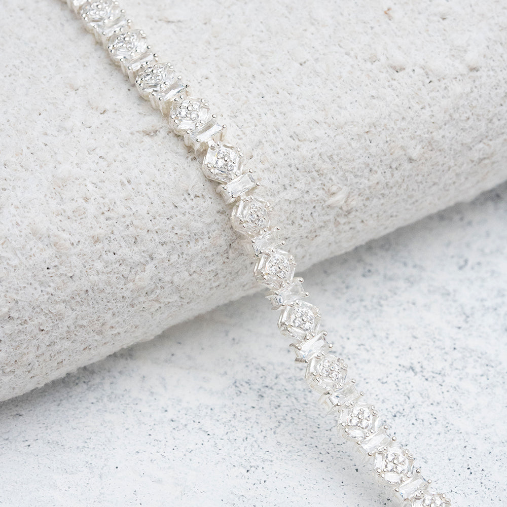 Pulsera de rombos en plata