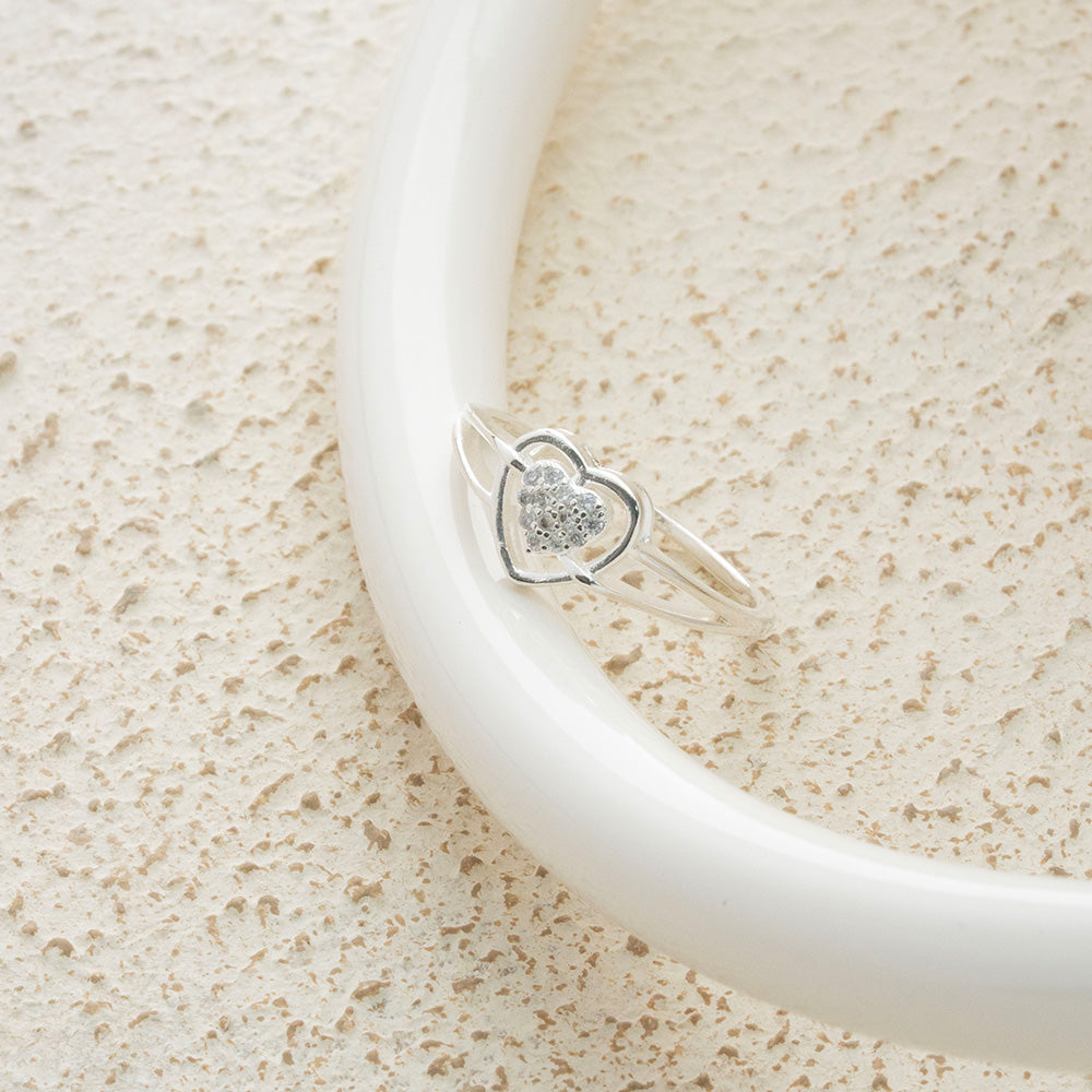 Anillo de corazón doble en Plata