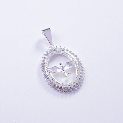 Dije ovalado de fénix con circones en Plata