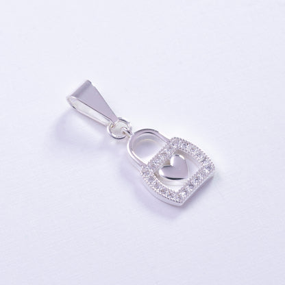 Dije candado con corazón en Plata