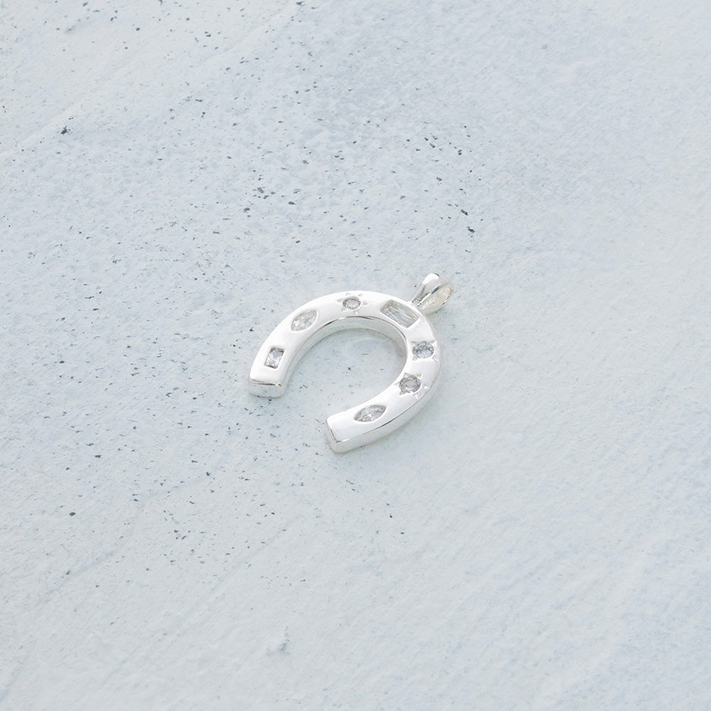 Dije de herradura con circones en Plata