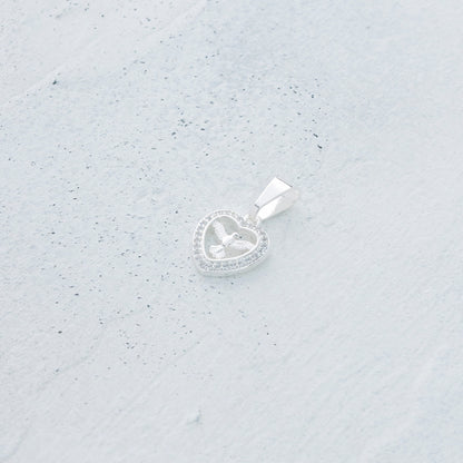 Dije corazón con fénix en Plata