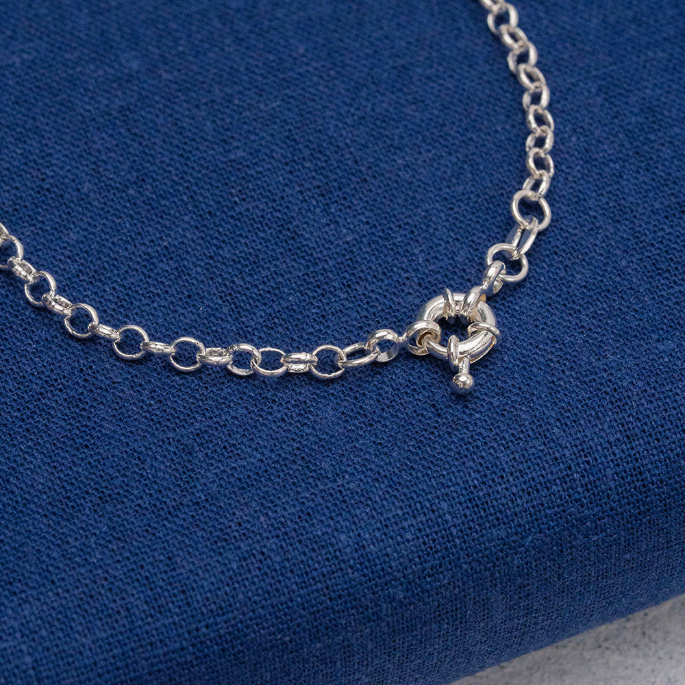 Cadena tejido rolo con timó en Plata