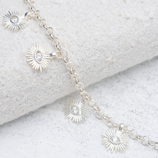 Pulsera tejida de ojos en Plata