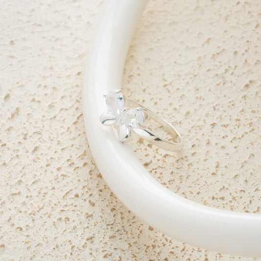 Anillo mariposa grande en Plata