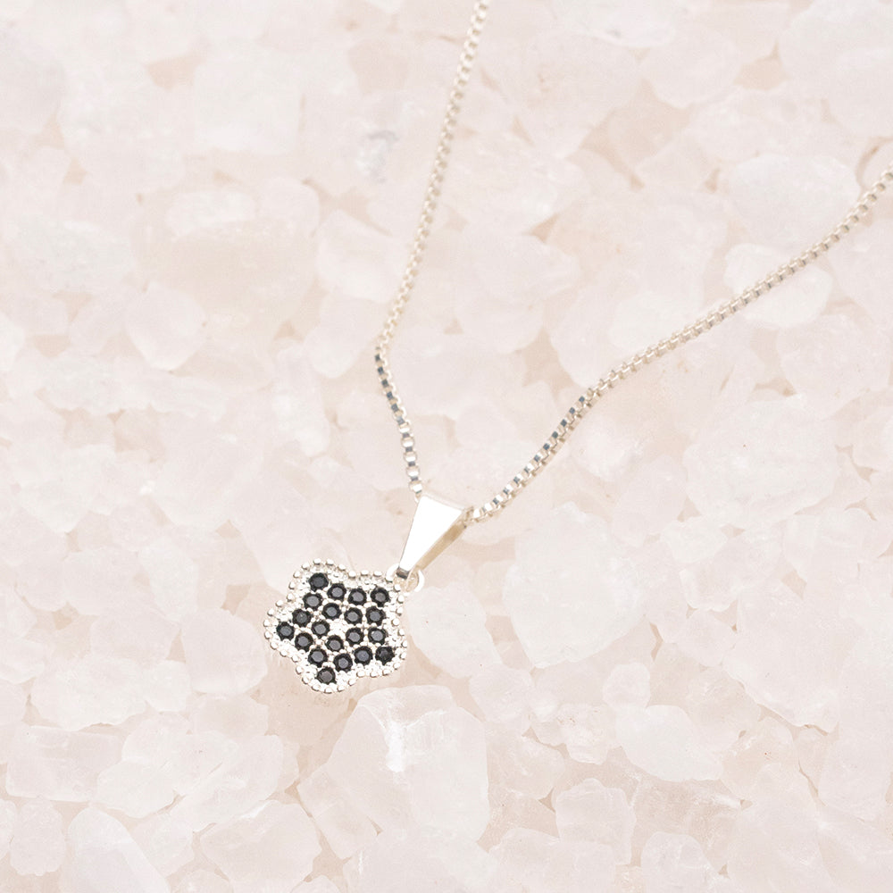 Cadena mini veneciana + Dije flor negra