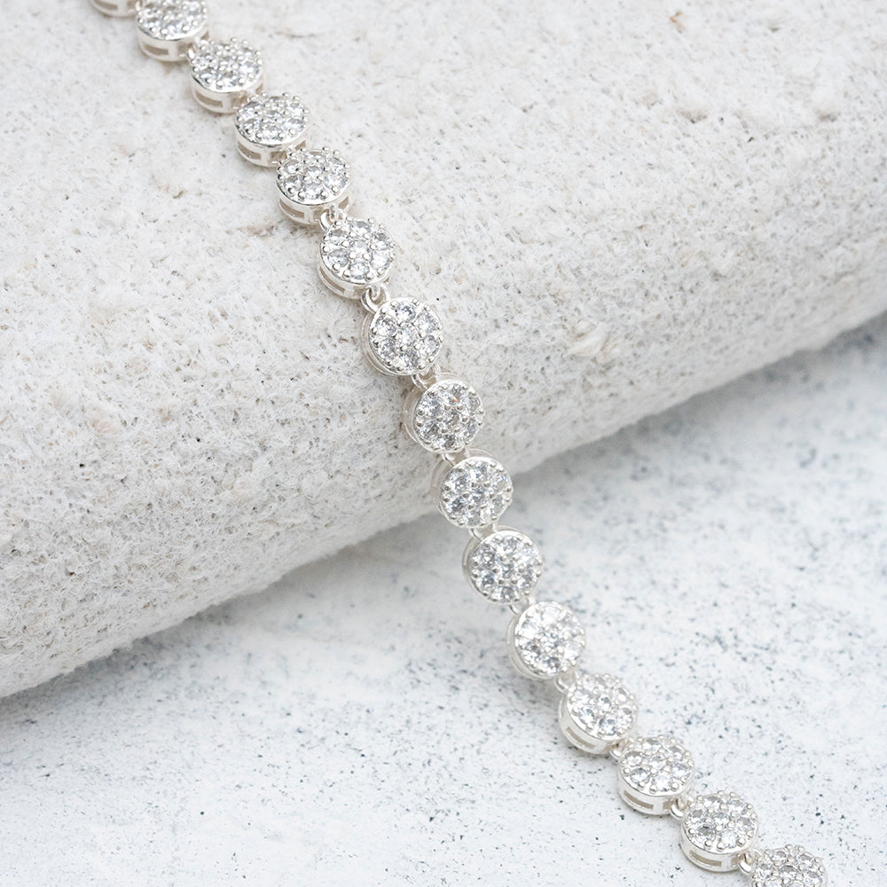 Pulsera círculos de pavé en Plata