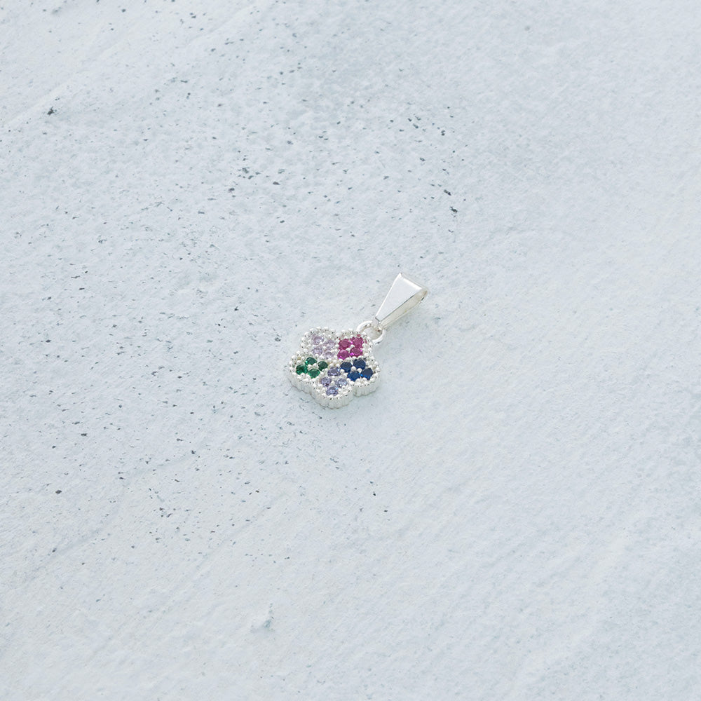 Dije flor de 5 colores en Plata