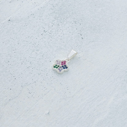 Dije flor de 5 colores en Plata