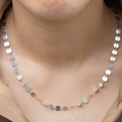 Cadena tejido círculos planos en Plata