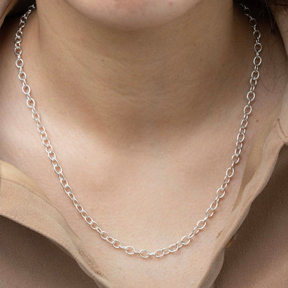 Cadena tejido rolo en Plata