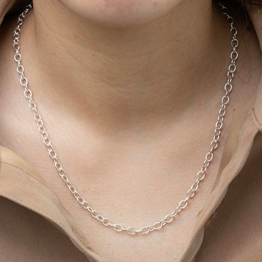 Cadena tejido rolo en Plata