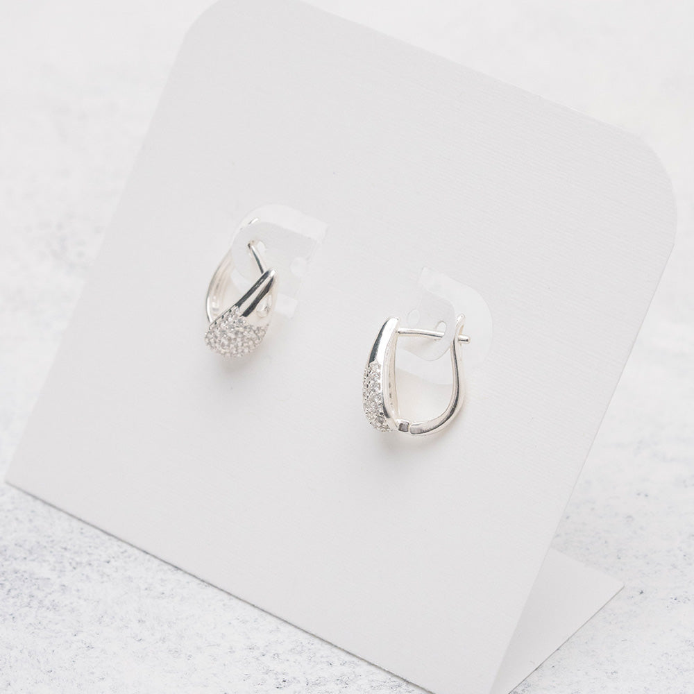 Argollas de gota con pavé en Plata