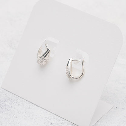 Argollas de gota con pavé en Plata