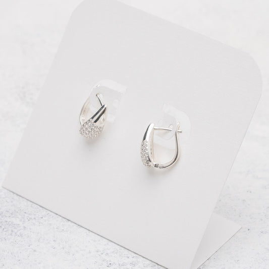 Argollas de gota con pavé en Plata