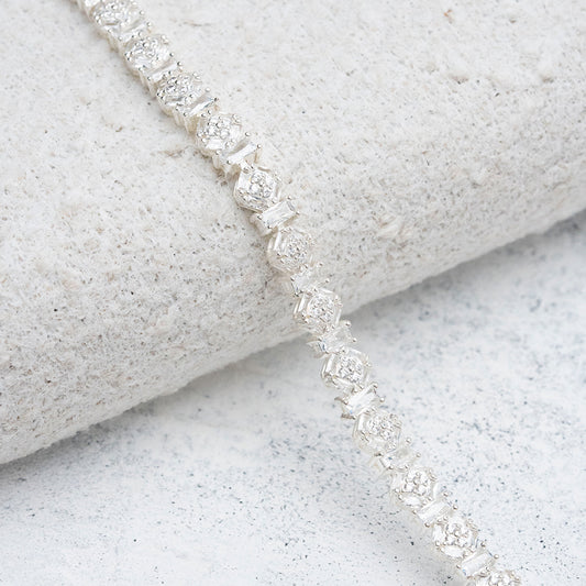 Pulsera de rombos en plata