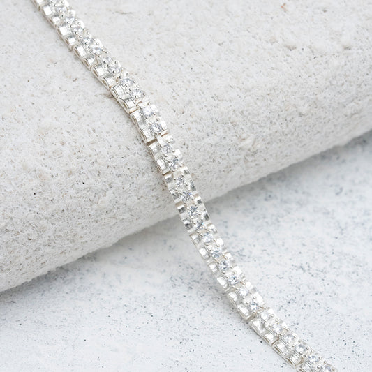 Pulsera de carril con circones en Plata