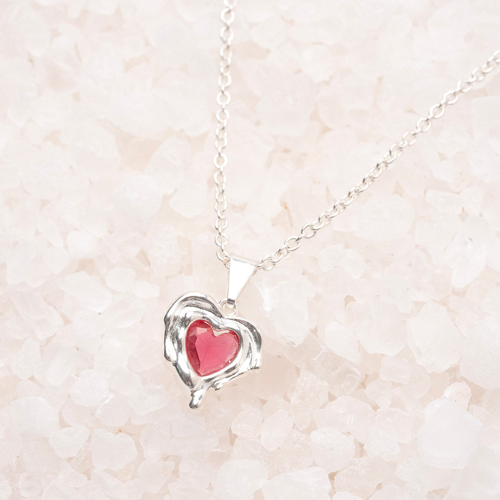 Cadena tejido mini rolo + Dije de corazón derretido