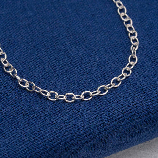 Cadena tejido rolo en Plata